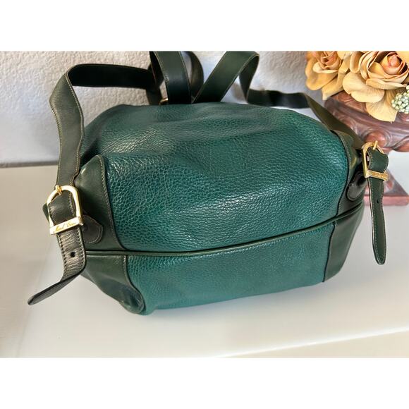 Vintage Mark Cross Rare Large Emerald Green Leather Backpack Italy #132 0700 - Picture 6 of 16
